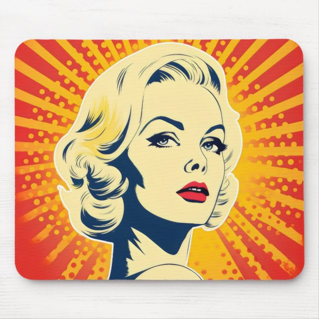 Alfombrilla De Ratón Naranja Pop Art Blonde (Frente)