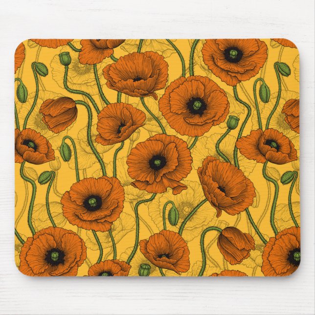 Alfombrilla De Ratón Naranja Poppies (Frente)
