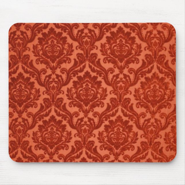 Alfombrilla De Ratón Naranja quemado Damask Mousepad (Frente)