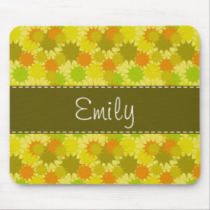 Alfombrilla De Ratón Naranja retro y verde
