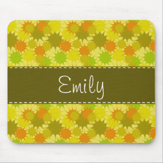 Alfombrilla De Ratón Naranja retro y verde