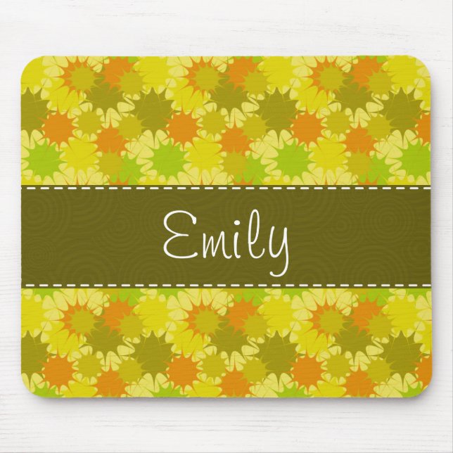 Alfombrilla De Ratón Naranja retro y verde (Frente)