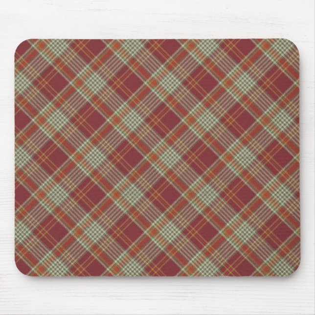 Alfombrilla De Ratón Naranja Rojo Plaid Mousepad (Frente)
