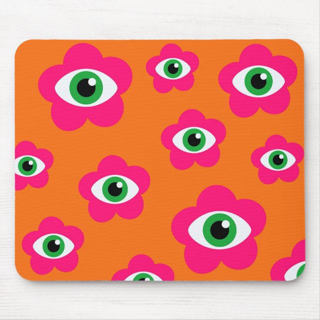 Alfombrilla De Ratón Naranja&Rosa Mal de ojos Flores de ojo (Frente)