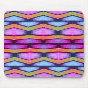 Alfombrilla De Ratón Naranja, rosa, morado y azul Chevron