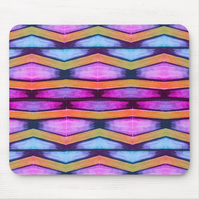Alfombrilla De Ratón Naranja, rosa, púrpura y azul Chevron (Frente)