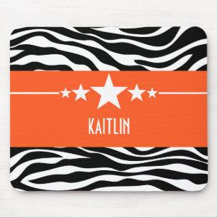 Alfombrilla De Ratón Naranja Sassy Star Zebra Mousepad