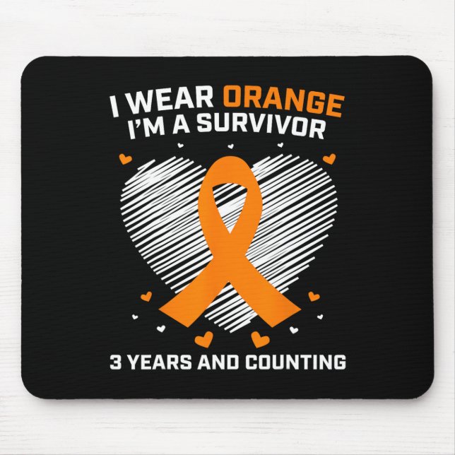 Alfombrilla De Ratón Naranja Sobreviviente de leucemia Regalos 3 años g (Frente)