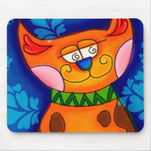 Alfombrilla De Ratón Naranja sonriente Tabby Cat