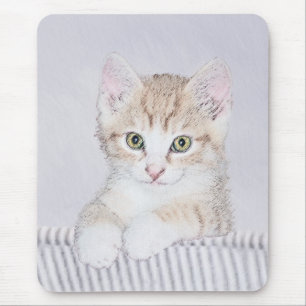 Alfombrilla De Ratón Naranja Tabby Kitten Pintura - Arte Gato Original