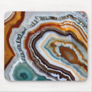 Alfombrilla De Ratón Naranja Terracotta White Black Agate Geode