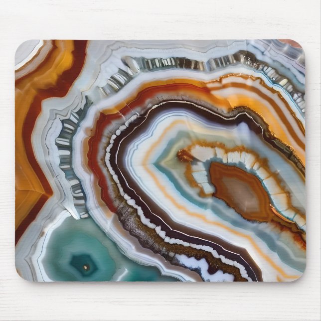 Alfombrilla De Ratón Naranja Terracotta White Black Agate Geode (Frente)