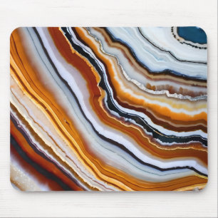Alfombrilla De Ratón Naranja Terracotta White Black Agate Geode