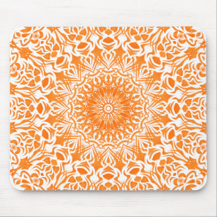 Alfombrilla De Ratón Naranja Tribal Mandala