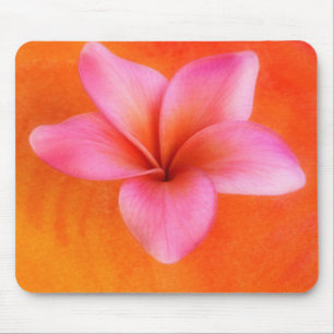 Alfombrilla De Ratón Naranja tropical de la flor del Frangipani del