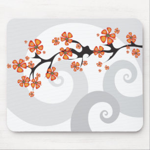 Alfombrilla De Ratón Naranja Tropical Hibiscus Flower Fusion Swirls