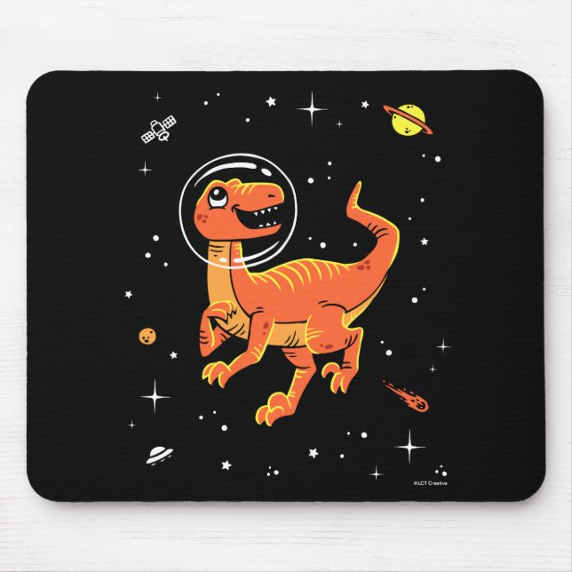 Alfombrilla De Ratón Naranja Tyrannosaurus Dinos En El Espacio (Frente)