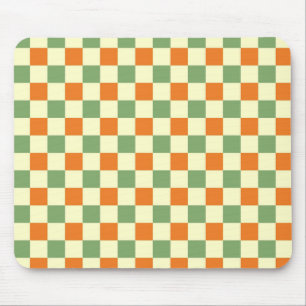 Alfombrilla De Ratón Naranja Verde Brown Checkered Gingham Pattern