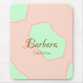 Alfombrilla De Ratón Naranja verde pastel boho añadir nombre lugar rúst