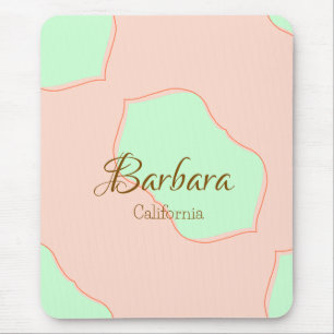 Alfombrilla De Ratón Naranja verde pastel boho añadir nombre lugar rúst