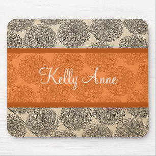 Alfombrilla De Ratón Naranja Vintage Zinnia Mousepad