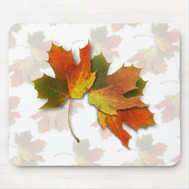 Alfombrilla De Ratón Naranja Y Hojas De Otoño De Oro (Frente)