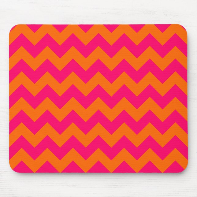 Alfombrilla De Ratón Naranja y Zigzag Rosa (Frente)
