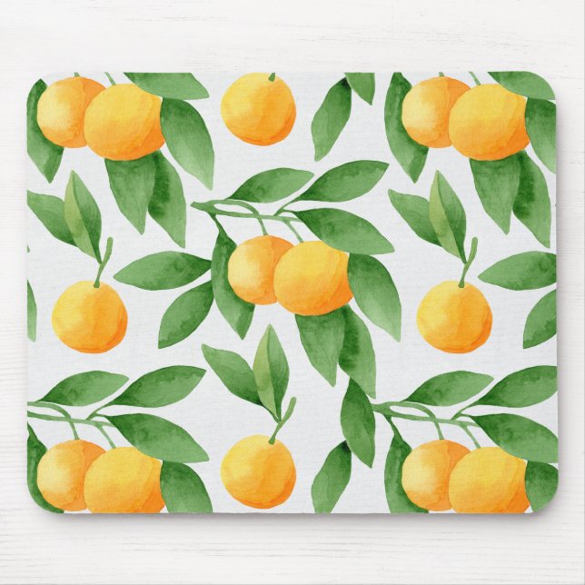 Alfombrilla De Ratón Naranjas acuarelas o patrones de mandarinas (Frente)