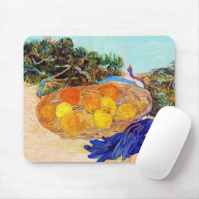 Alfombrilla De Ratón Naranjas y Lemons con guantes azules, Van Gogh (Con ratón)