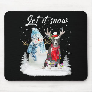 Alfombrilla De Ratón Nariz azul Pitbull Santa Dog Navidades Snowman Xma