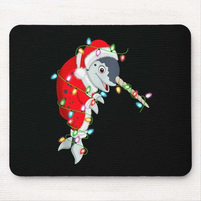 Alfombrilla De Ratón Narwhal Christmas Lights Santa Costume Cute Animal (Frente)