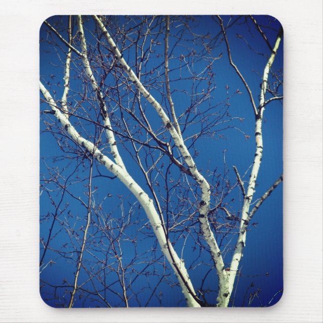 Alfombrilla De Ratón Naturaleza del cielo azul del árbol de birros del  (Frente)