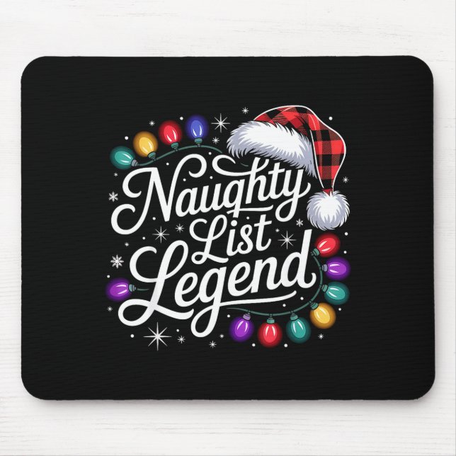 Alfombrilla De Ratón Naughty List Legend Xmas Lights Buffalo Plaid Red  (Frente)