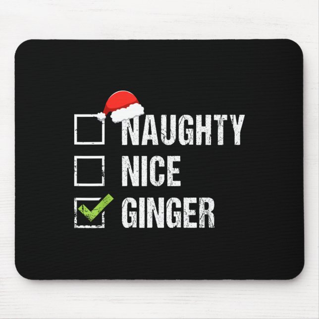 Alfombrilla De Ratón Naughty Nice Ginger Redhead Santa Hat Irish Christ (Frente)