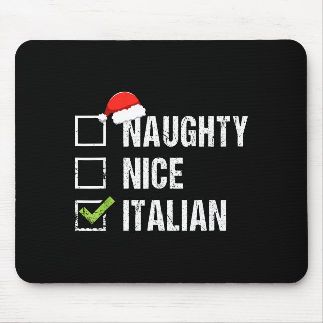 Alfombrilla De Ratón Naughty Nice Italian Shirt Italy Santa Hat Christm (Frente)