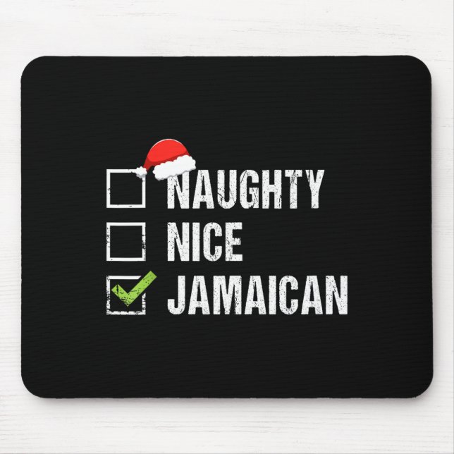 Alfombrilla De Ratón Naughty Nice Jamaican Shirt Santa Hat Christmas Gi (Frente)
