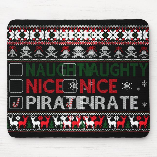 Alfombrilla De Ratón Naughty Nice Rate Funny Christmas Checklist Ugly T (Frente)