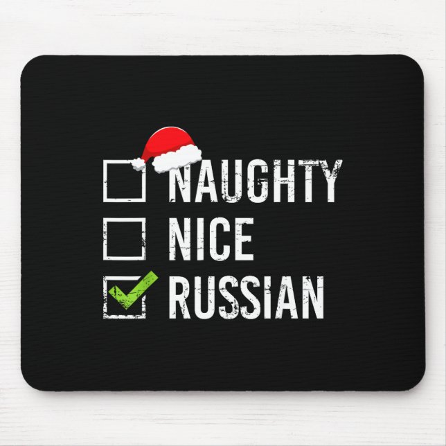 Alfombrilla De Ratón Naughty Nice Russian Shirt Santa Funny Russia Chri (Frente)