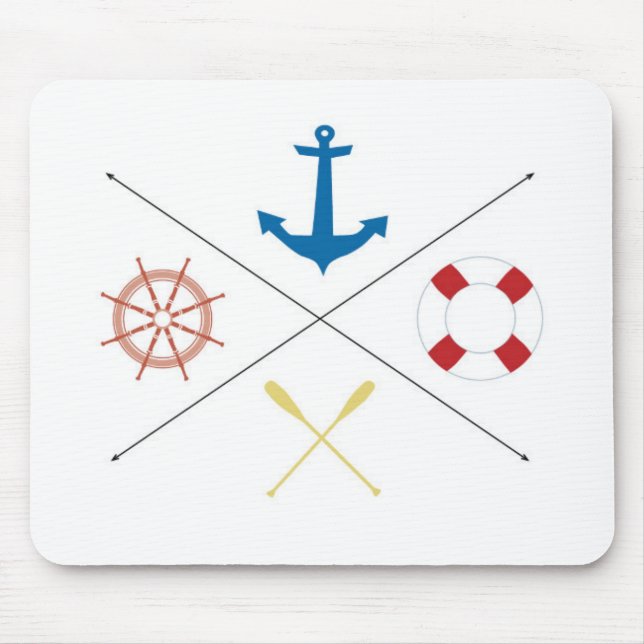 Alfombrilla De Ratón Nautical Anchor Sailing Bote Ore Mouse Pad (Frente)