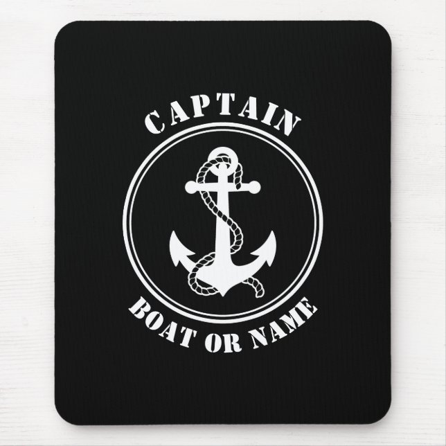 Alfombrilla De Ratón Nautical Anchor y Capitán de Rope Bote o Nombre Ne (Frente)