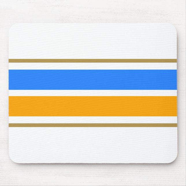 Alfombrilla De Ratón Nautical Blue Bold Yellow Carreras Strips On White (Frente)