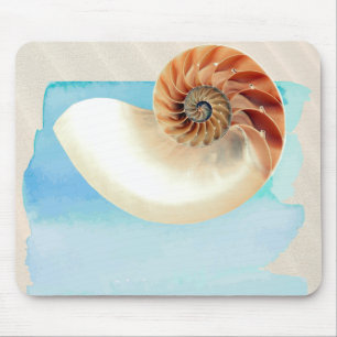 Alfombrilla De Ratón Nautilus Seashell and Sand