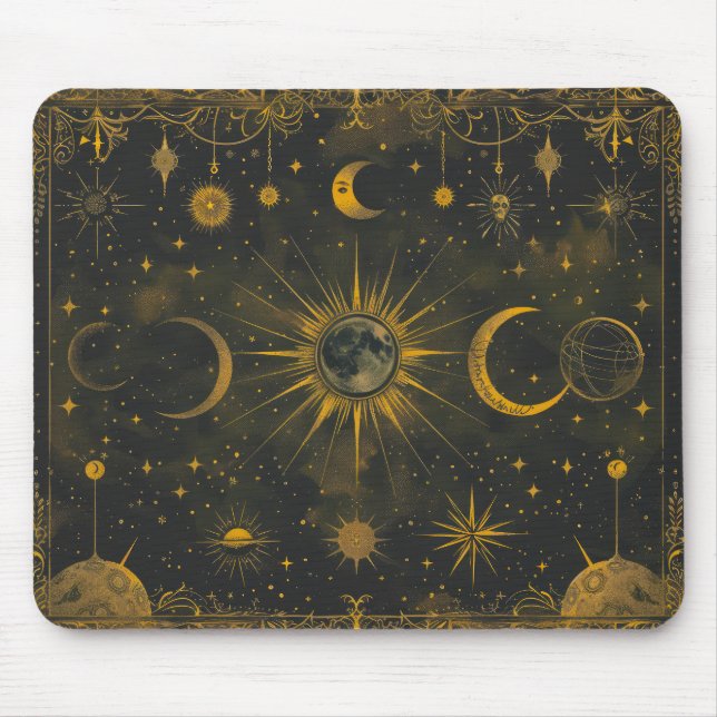 Alfombrilla De Ratón Naval ligera y Mousepad Celestial dorado (Frente)