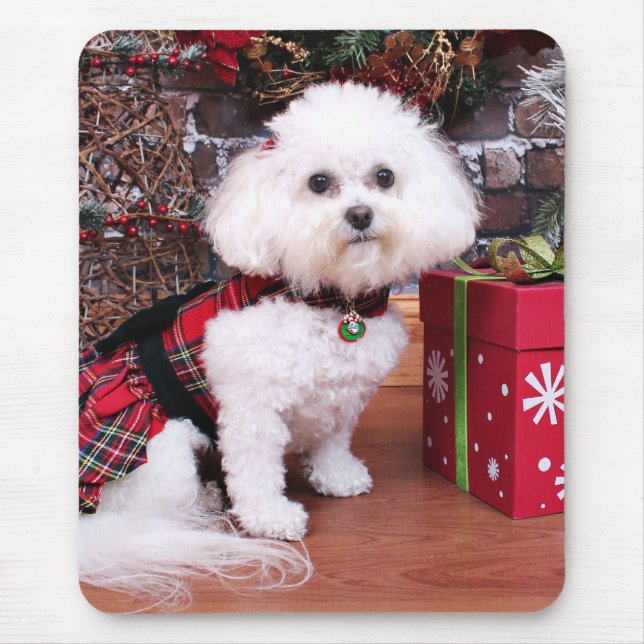 Alfombrilla De Ratón Navidad - Bichon Frise - Mia (Frente)