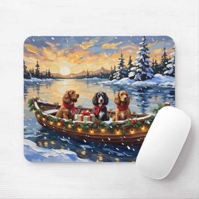 Alfombrilla De Ratón Navidad de barco con Cocker Spaniel (Con ratón)