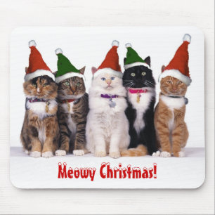 Alfombrilla De Ratón "Navidad de Meowy!" Gatos en gorras