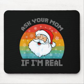 Alfombrilla De Ratón Navidad divertido retro santa pregunta a mamá si s