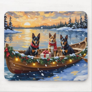 Alfombrilla De Ratón Navidad en Barco con Malinois Belga