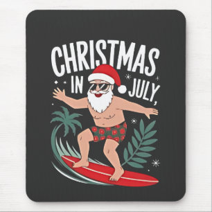 Alfombrilla De Ratón Navidad en julio divertido Santa surfista vacacion