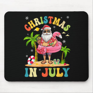 Alfombrilla De Ratón Navidad En Julio Santa Divertido Verano Playa Vaca